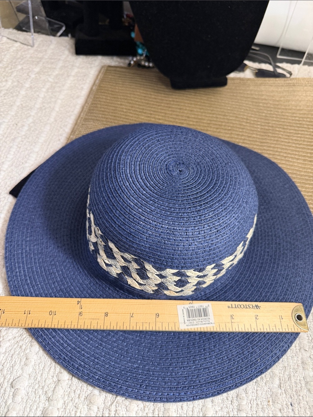Karfil Women's Navy Blue Wide Brim Sun Hat Size Small Beach Resort Vacation - Picture 8 of 9
